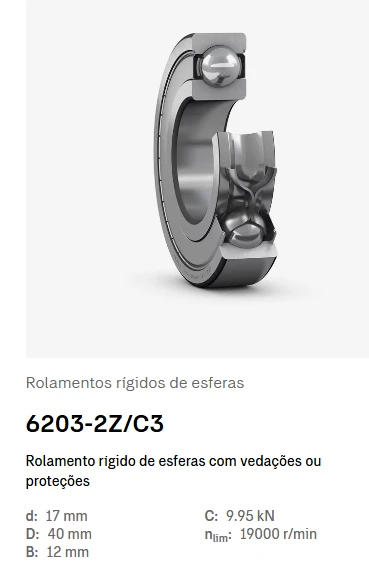 ROLAMENTO 6203 2Z  C3 SKF